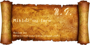 Miklósy Imre névjegykártya